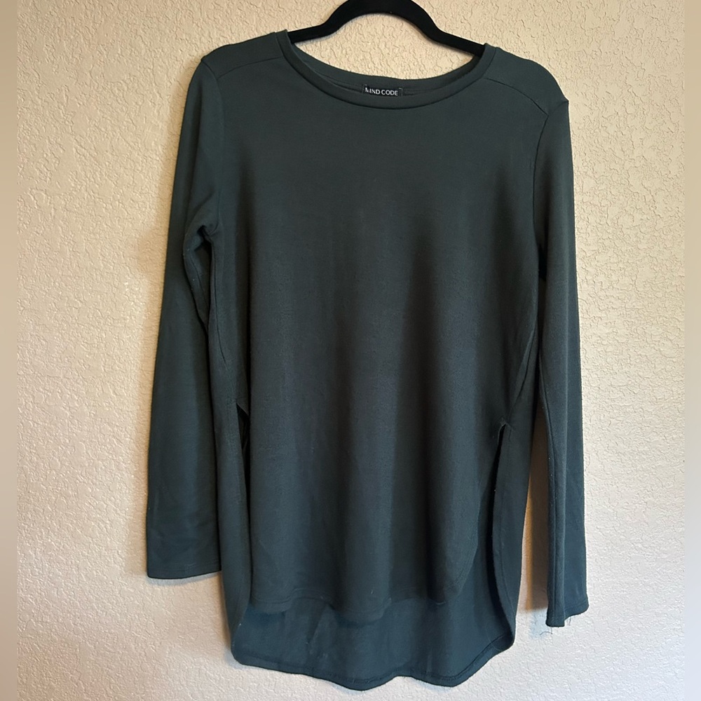 Forest Green Side Split Standard Sweater Oversized Small